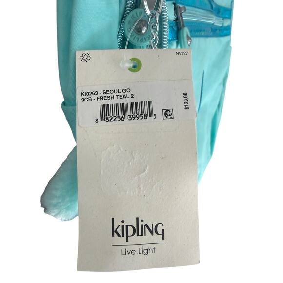 RARE Kipling SEOUL GO Small Tablet Backpack Fresh Teal 2 K10263 Retail $129